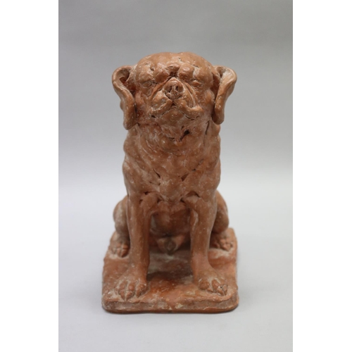 1737 - Rhonda Barbara (Barbara) Tribe (1913-2000) Australia, terracotta seated pug dog, incised signature, ... 