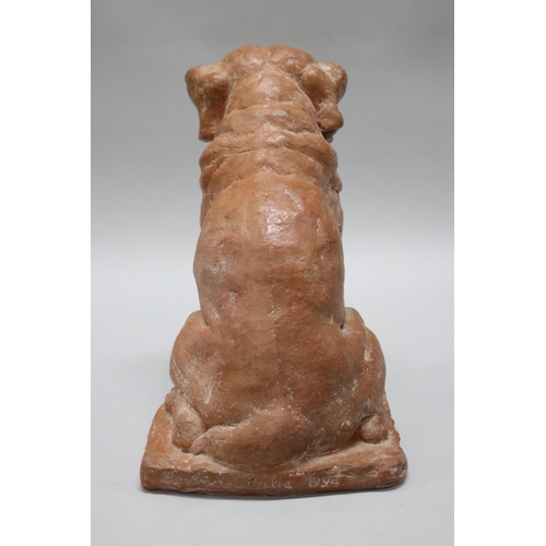 1737 - Rhonda Barbara (Barbara) Tribe (1913-2000) Australia, terracotta seated pug dog, incised signature, ... 