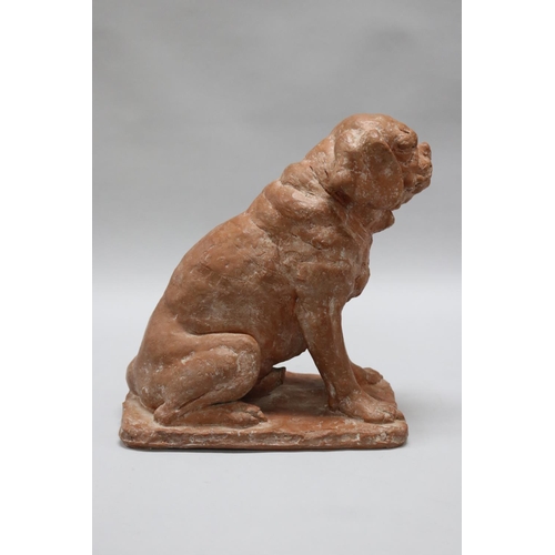 1737 - Rhonda Barbara (Barbara) Tribe (1913-2000) Australia, terracotta seated pug dog, incised signature, ... 