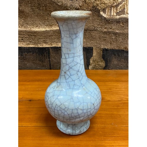 1742 - Chinese crackle glaze celadon baluster vase, approx 23cm H