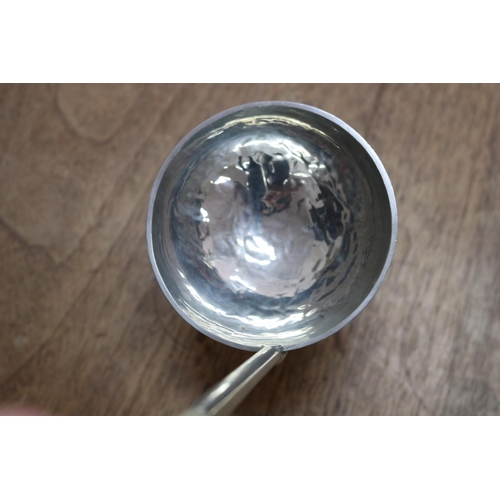 1744 - Australian hand beaten silver horn mounted silver ladle, impressed JPT 920 AUST, approx 26cm L