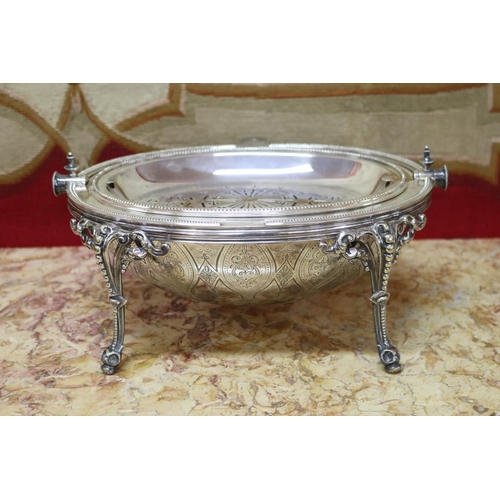1753 - Antique silver plated roll top server, approx 21cm H x 29cm W x 21cm D