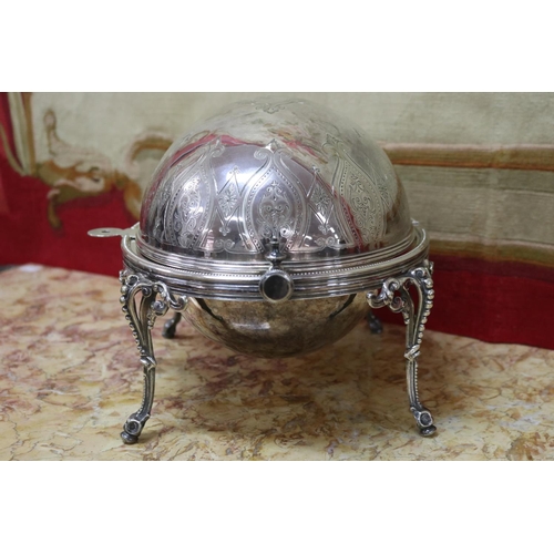 1753 - Antique silver plated roll top server, approx 21cm H x 29cm W x 21cm D