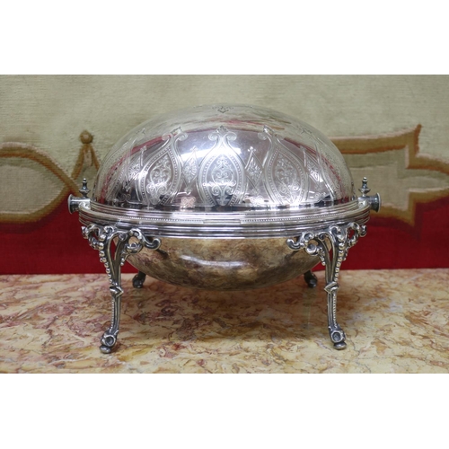 1753 - Antique silver plated roll top server, approx 21cm H x 29cm W x 21cm D