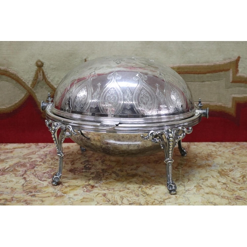 1753 - Antique silver plated roll top server, approx 21cm H x 29cm W x 21cm D