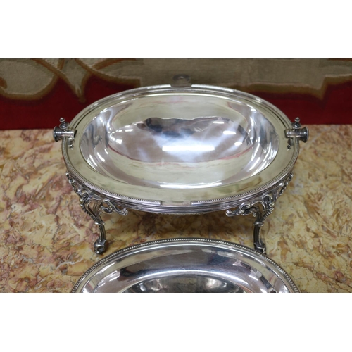 1753 - Antique silver plated roll top server, approx 21cm H x 29cm W x 21cm D