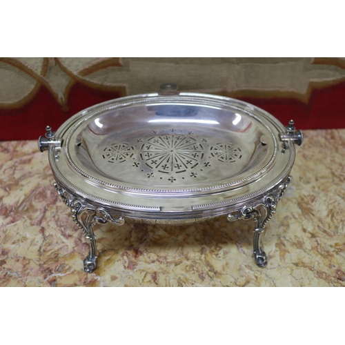 1753 - Antique silver plated roll top server, approx 21cm H x 29cm W x 21cm D