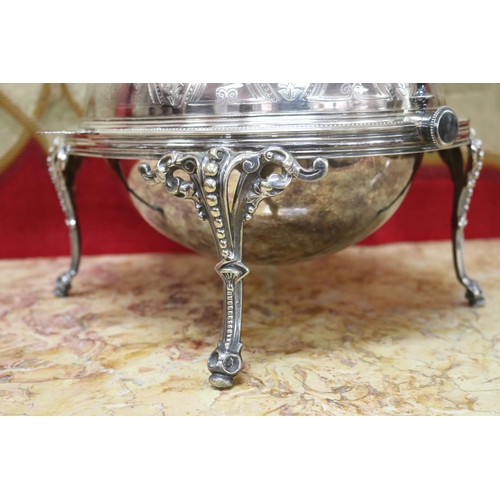 1753 - Antique silver plated roll top server, approx 21cm H x 29cm W x 21cm D