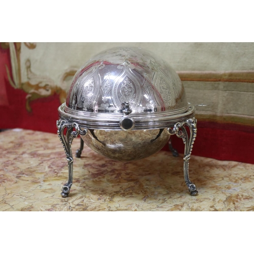 1753 - Antique silver plated roll top server, approx 21cm H x 29cm W x 21cm D