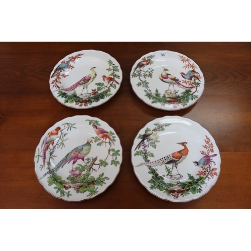 1755 - Set of four Portuguese plates, after the antique 1765 examples, painted with exotic birds, each appr... 