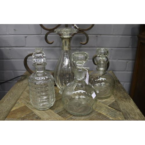 1756 - Mixed lot of four glass decanters, approx 31cm H and shorter (4)
