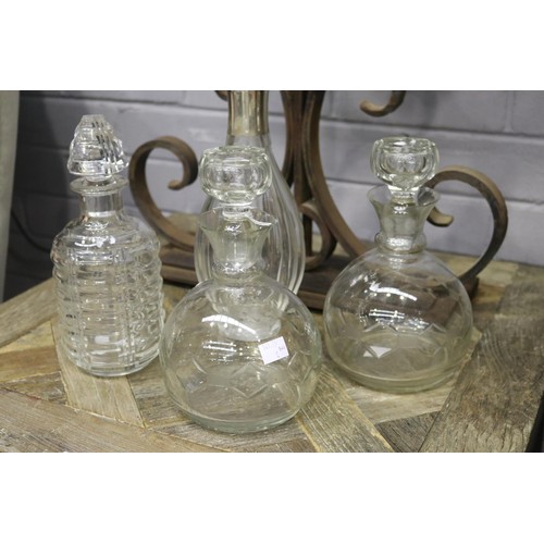 1756 - Mixed lot of four glass decanters, approx 31cm H and shorter (4)