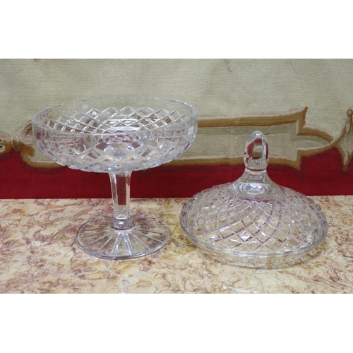 1757 - Large glass lidded pedestal bon bon, approx 38cm H x 26cm Dia