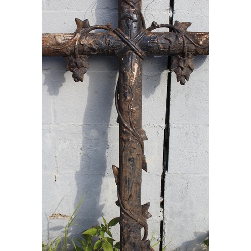 1768 - Antique French cast iron cross, approx 123cm H x 63cm W