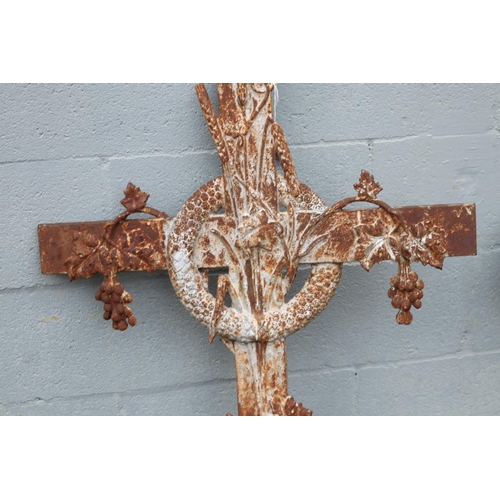 1770 - Antique French cast iron cross, approx 121cm H x 62cm W