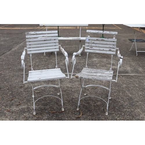 1777 - Pair of French wooden slat folding armchairs (2)