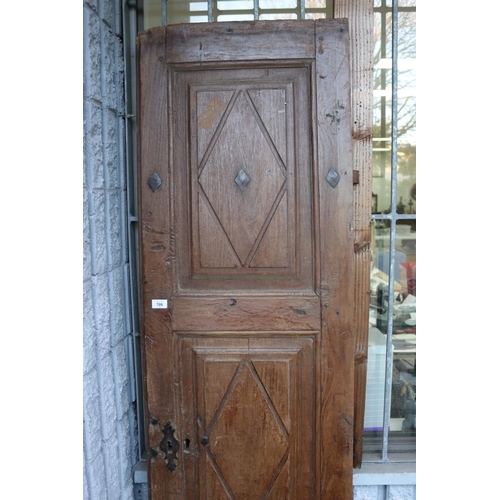 1783 - Antique French solid wood door with original hardware, approx 210cm H x 53cm W