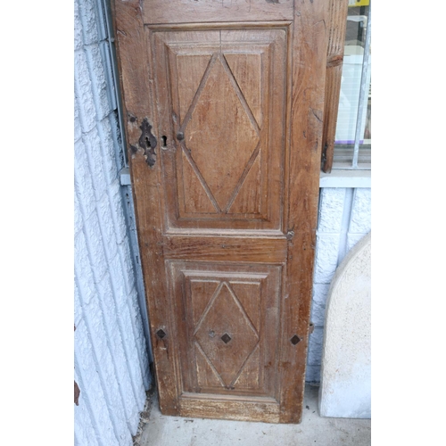 1783 - Antique French solid wood door with original hardware, approx 210cm H x 53cm W