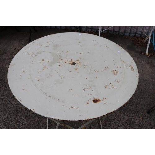 1788 - Vintage French circular topped folding garden table, approx 70cm H x 97cm dia