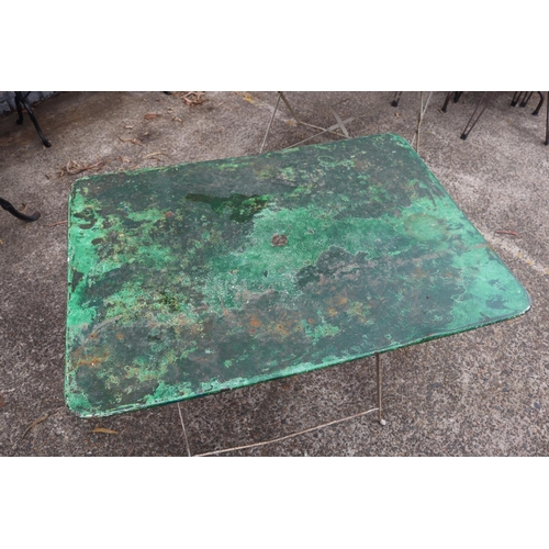 1789 - Vintage French painted iron folding garden table, approx 72cm H x 97cm W x 70cm D