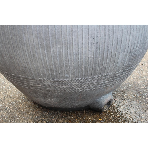 1790 - Large antique French glazed terracotta pot, approx 66cm H x 99cm Dia