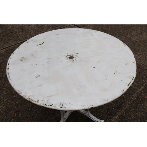 1794 - French Art Deco circular top garden table, with structural base, approx 69cm H x 100cm dia