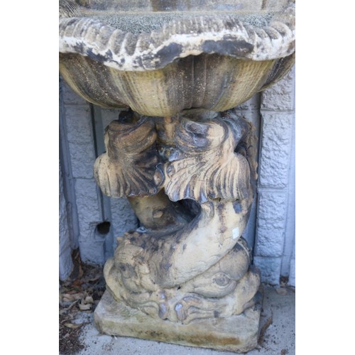 1796 - Three piece composite stone garden fountain, approx 122cm H (total) x 57cm W x 40cm D