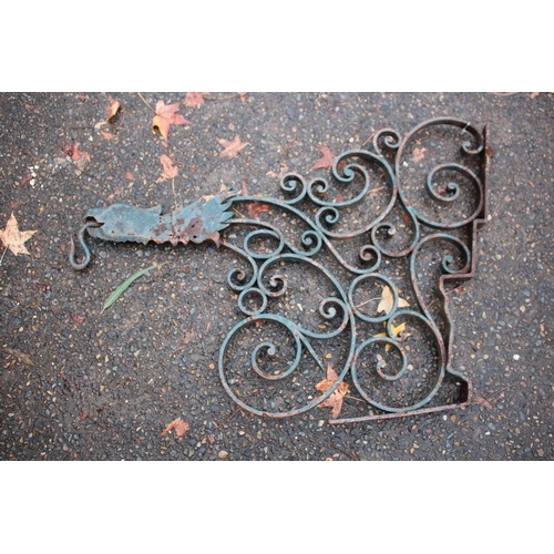1803 - Antique French wrought iron Griffin form light bracket, with applied metal decoration, approx 80cm H... 