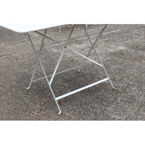 1811 - Vintage French painted iron folding garden table, approx 74cm H x 118cm W x 77cm D