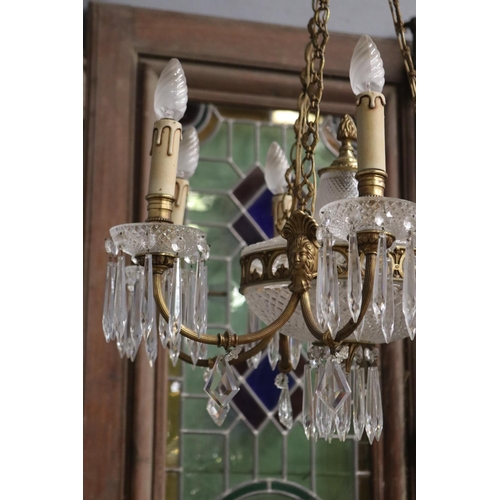 1611 - Vintage French six light chandelier, approx 95cm H (including chain)