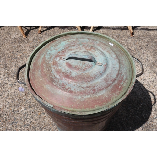 1759 - Copper twin handled lidded bucket, approx 52cm H x 52cm Dia (excluding handles)