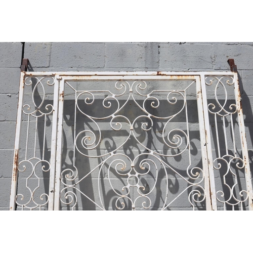 1763 - Vintage French white painted wrought iron garden entry door in frame, approx 215cm H x 153cm W