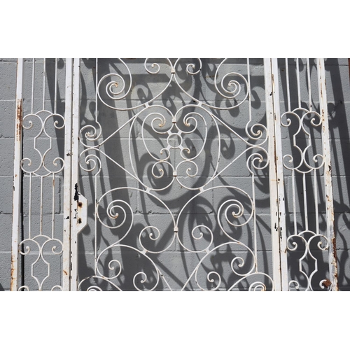 1763 - Vintage French white painted wrought iron garden entry door in frame, approx 215cm H x 153cm W