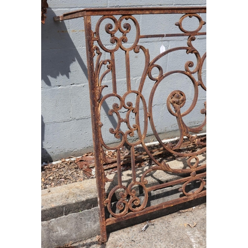 1765 - Antique French wrought iron balcony section, approx 101cm H x 172cm W x 37cm D