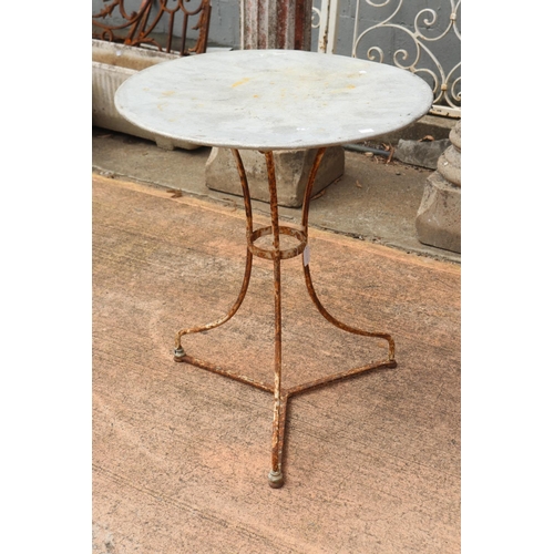 1775 - Vintage French wrought iron circular topped garden table, approx 71cm H x 60cm Dia