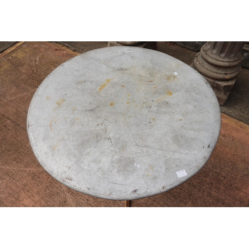 1775 - Vintage French wrought iron circular topped garden table, approx 71cm H x 60cm Dia