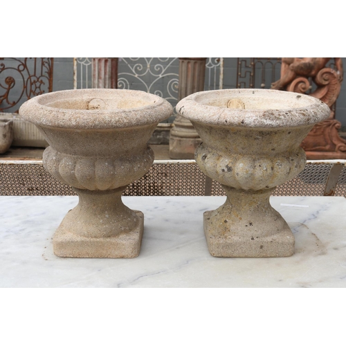 1778 - Pair of Grandon Fres composite urn form planters, each approx 32cm H x 31cm Dia (2)