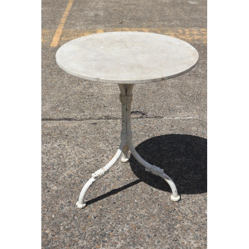1817 - French marble topped circular topped bistro table, with faux bamboo style base, approx 77cm H x 63 D... 