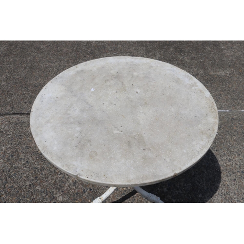 1817 - French marble topped circular topped bistro table, with faux bamboo style base, approx 77cm H x 63 D... 