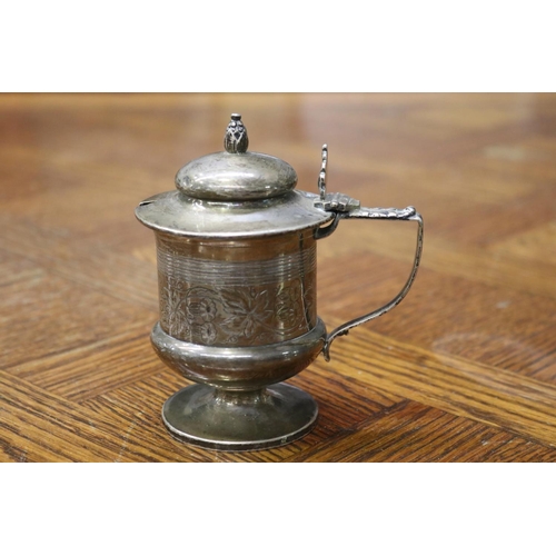 1615 - Antique hallmarked sterling silver pedestal mustard pot, with a later applied lid, also with a later... 