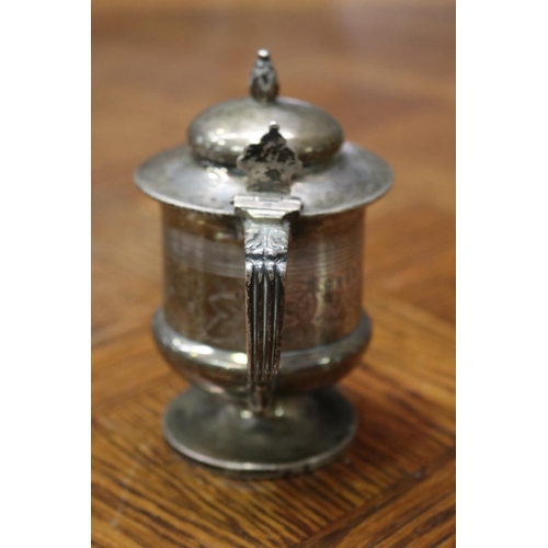 1615 - Antique hallmarked sterling silver pedestal mustard pot, with a later applied lid, also with a later... 