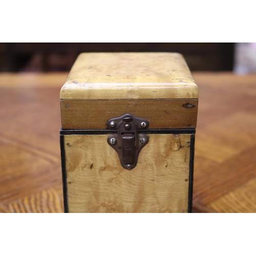 1632 - Wooden games box, with contents, approx 15cm H x 905cm W x 11.5cm D