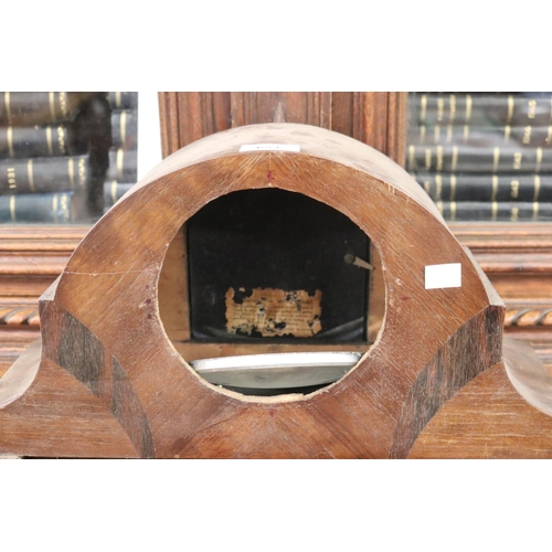 465 - Art Deco Wooden clock case, no internal parts, with front glass, approx 23cm H x 43cm W x 14cm D