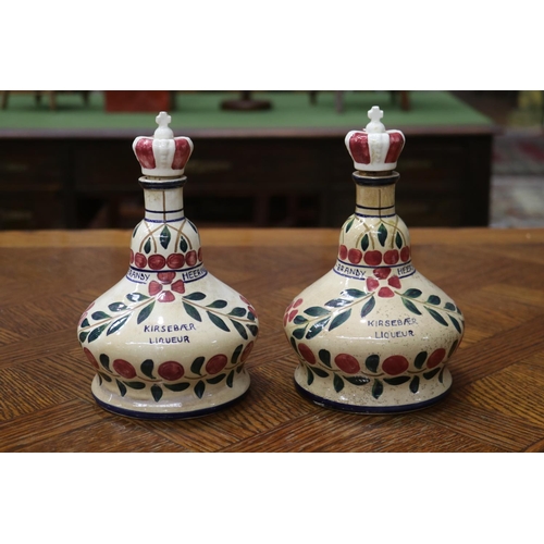 1635 - Pair of lidded decanters, with crown stoppers, marked Copenhagen to base, each approx 21cm H, (2)