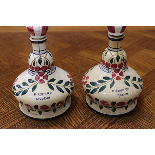 1635 - Pair of lidded decanters, with crown stoppers, marked Copenhagen to base, each approx 21cm H, (2)