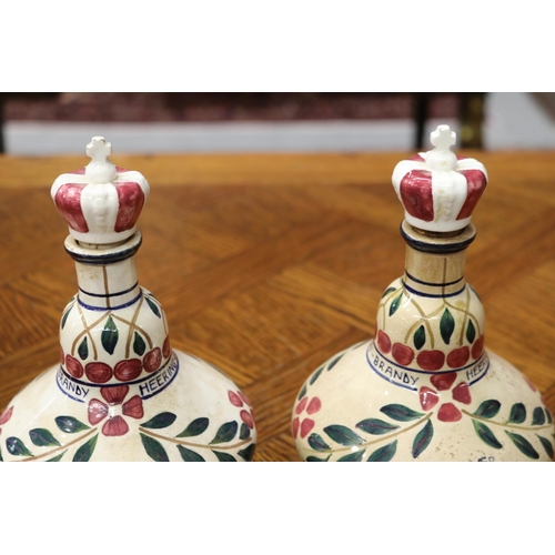 1635 - Pair of lidded decanters, with crown stoppers, marked Copenhagen to base, each approx 21cm H, (2)