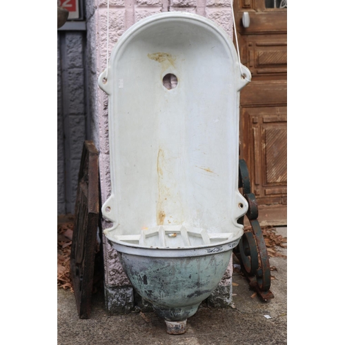 1801 - Antique French enamelled iron wash basin, approx 89cm H x 40cm W x 27cm D
