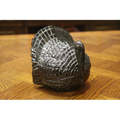 1642 - Ceramic lidded turkey box, approx 14cm H x 14cm W x 13cm D