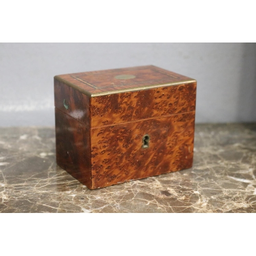 1645 - Antique French walnut money box, no key, approx 7cm H x 9cm W x 6cm D