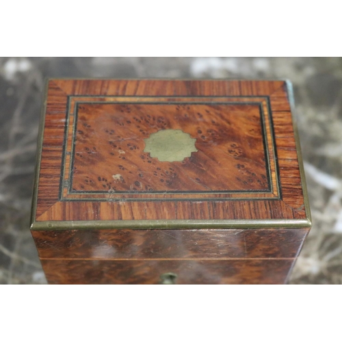 1645 - Antique French walnut money box, no key, approx 7cm H x 9cm W x 6cm D